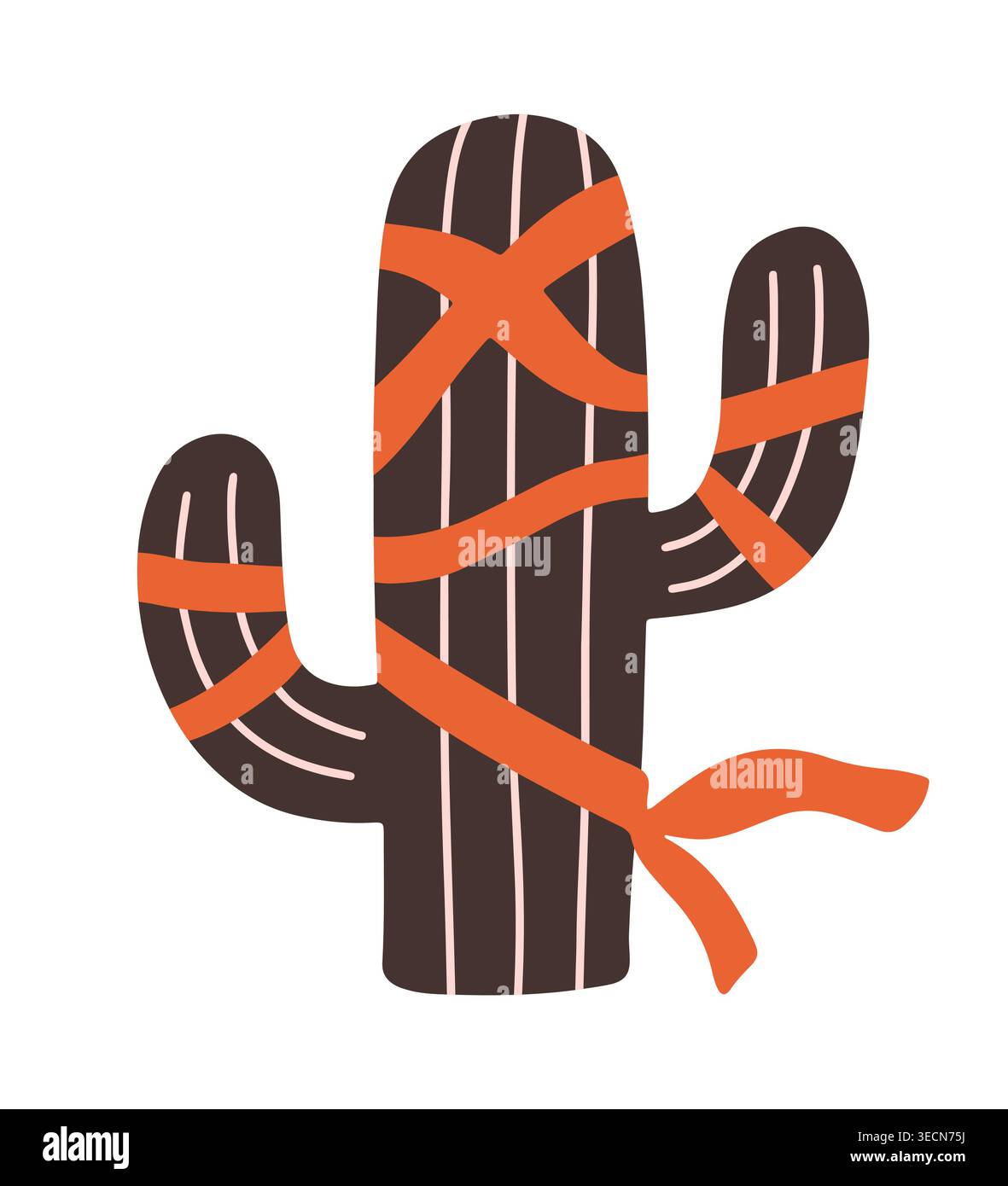 Halloween Cactus icon in doodle cute style Stock Vector