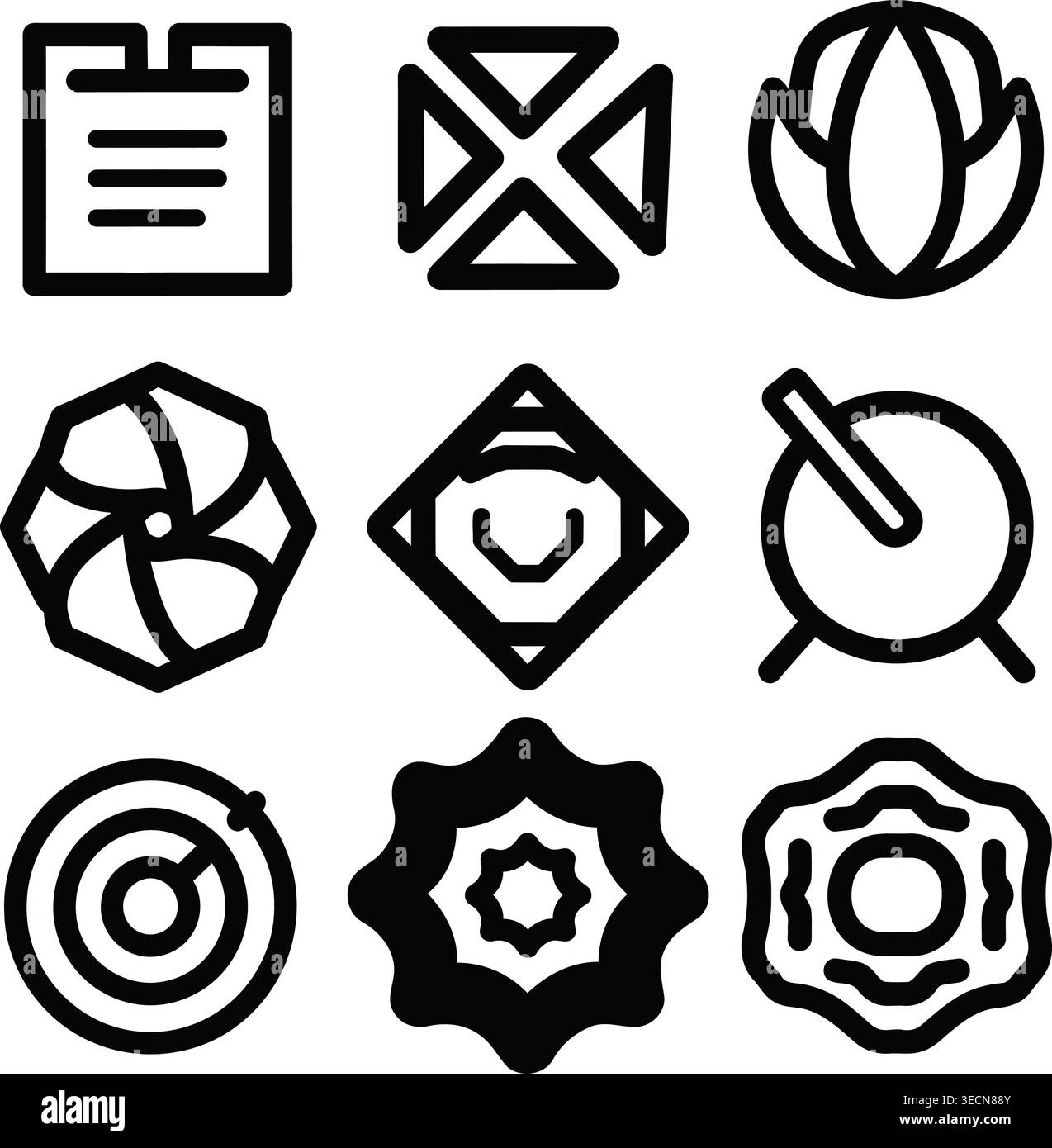 Vector icons set of simple objects and symbols Stock Vector