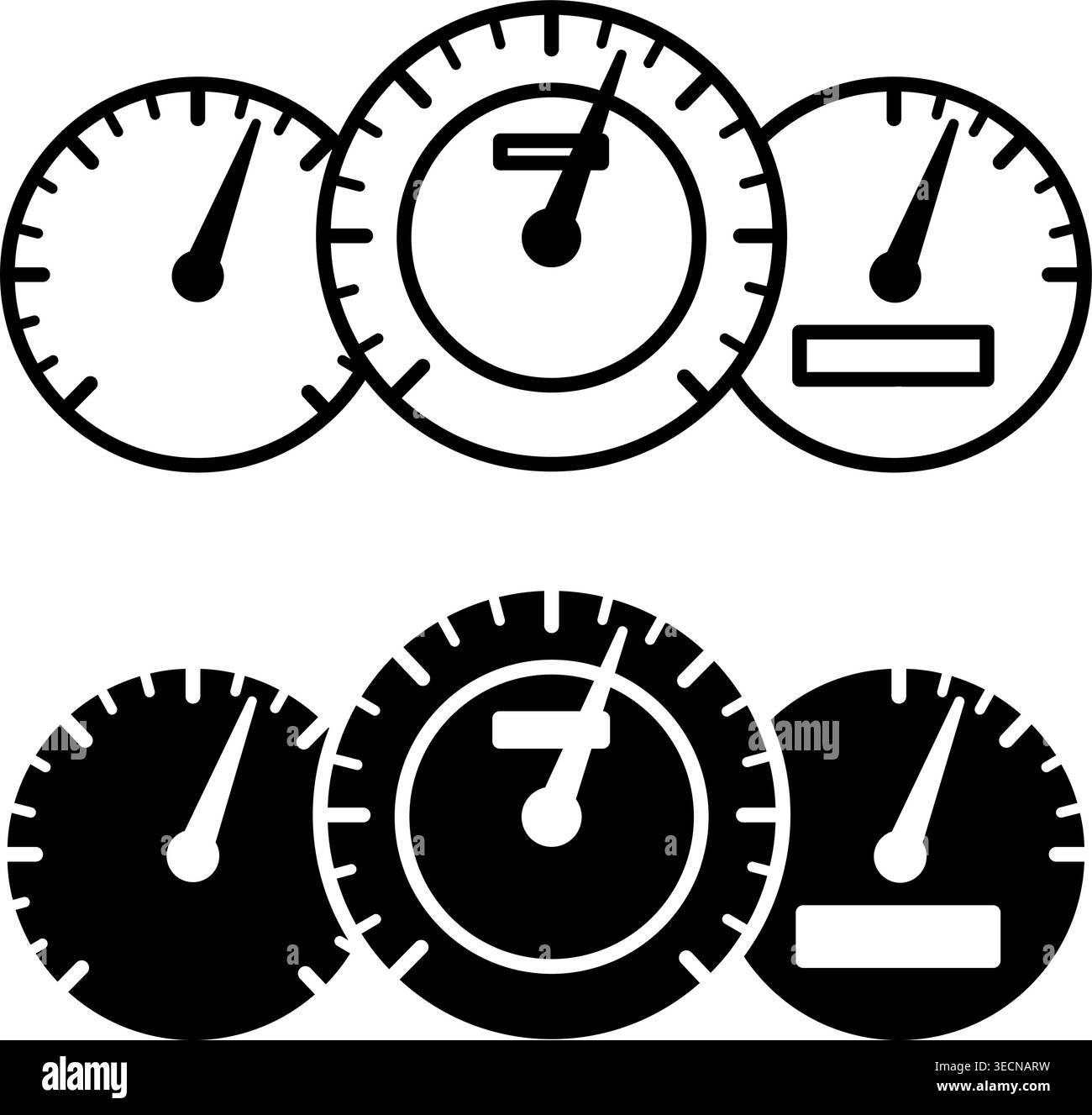 Speedometer icons. Black and White Vector Icons of Vehicle Speedometers ...