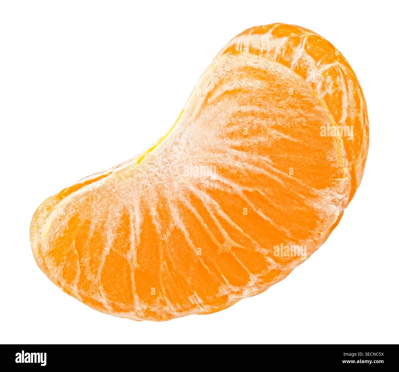Peeled mandarin piece isolated on white background Stock Photo