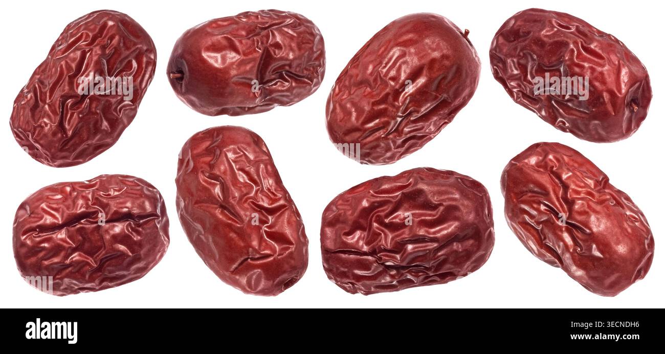 Dried jujube dates isolated on white background with clipping path Stock Photo