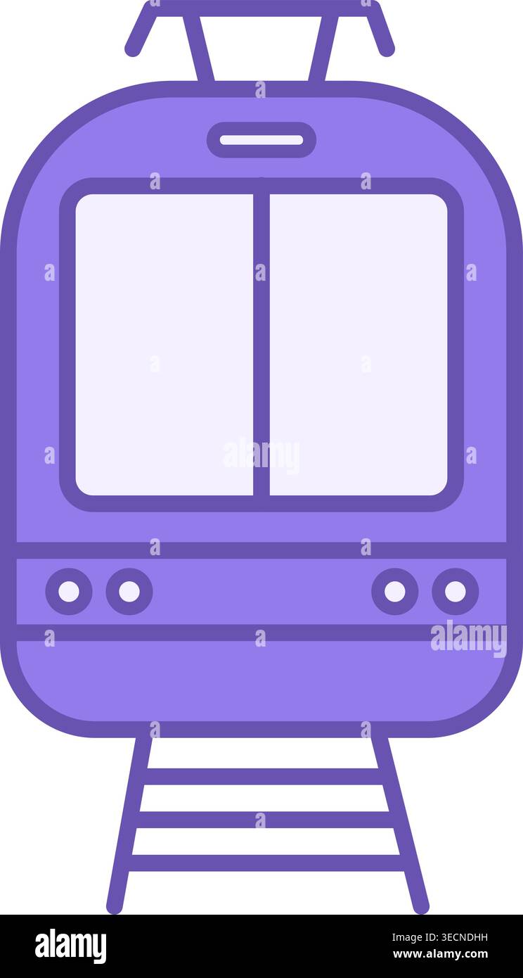 Colored Tram Icon. Light Rail Transport Vector Icon. Front view Stock Vector
