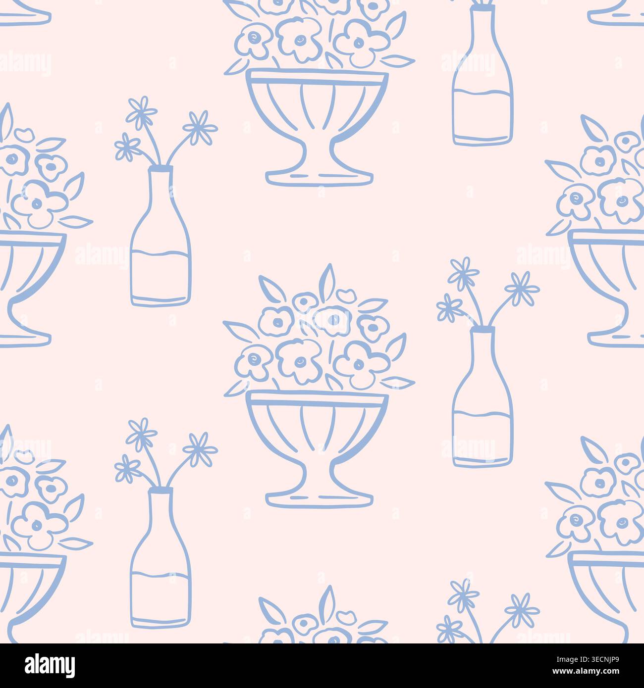 Seamless Italian delicate vase and bottle pattern Stock Vector