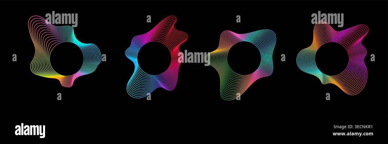 Circular sound waves. Vector music equalizer and sound wave. Radial ...
