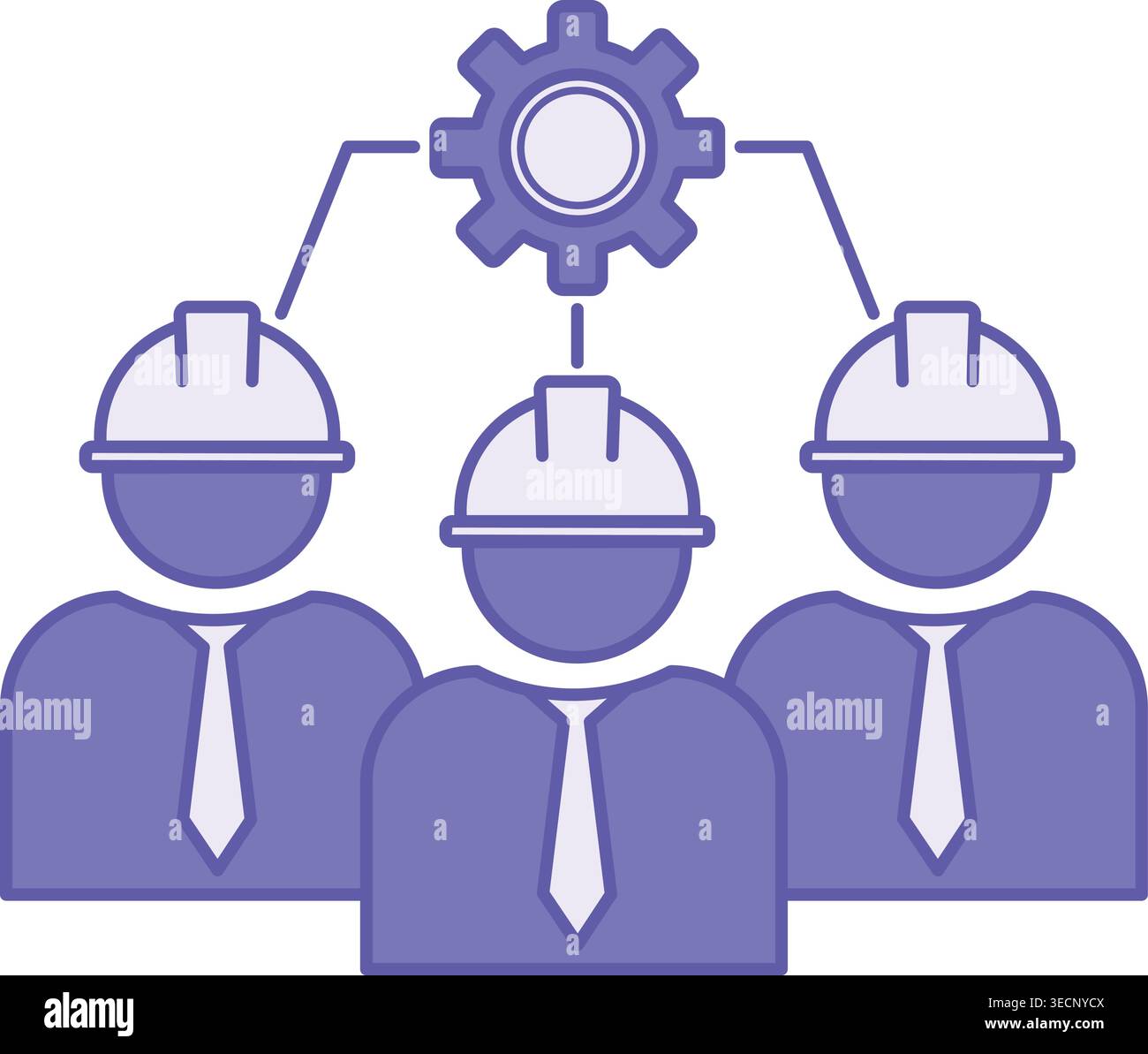 Colored Engineers Icon. Vector Illustration. People in Construction Helmets and Gear. Engineering Concept Stock Vector