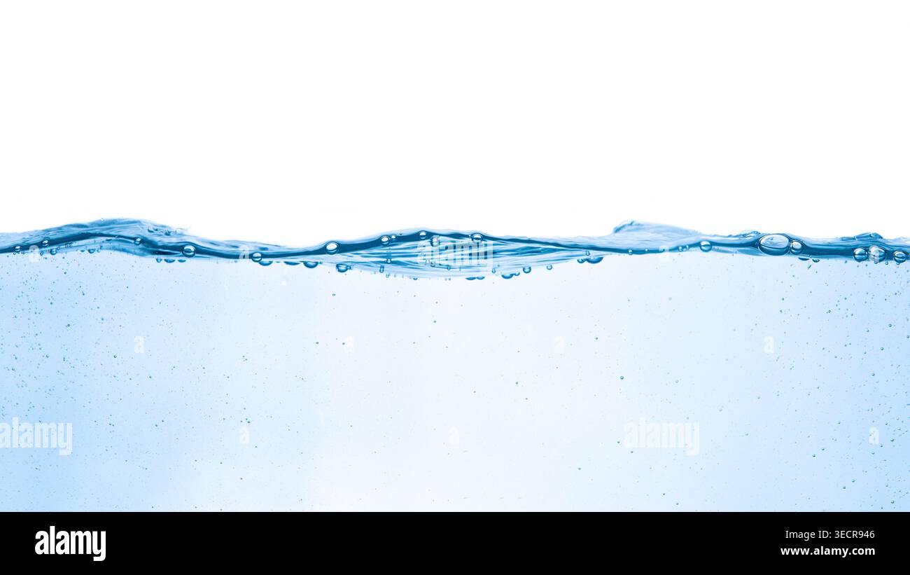 Blue water creating clean ripples and small air bubbles Stock Photo