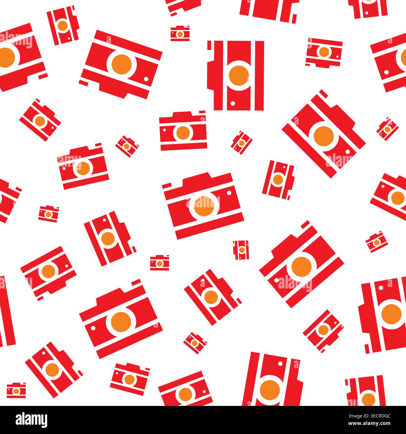 retro camera with red color seamless pattern Stock Vector