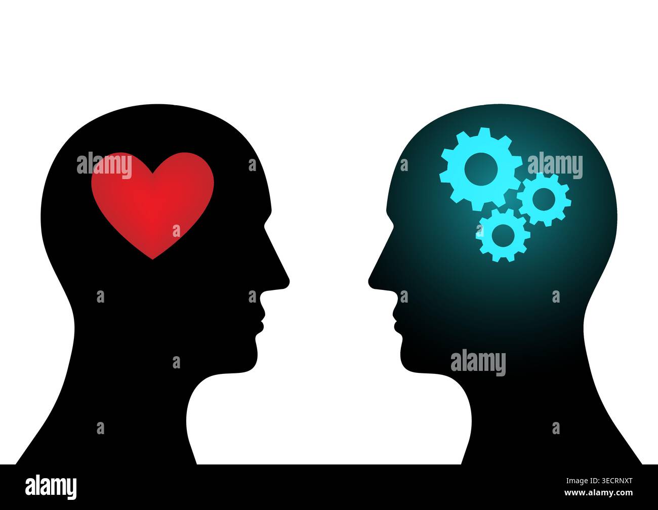 Human Head with Gear and Heart.  Vector Illustration. Stock Vector