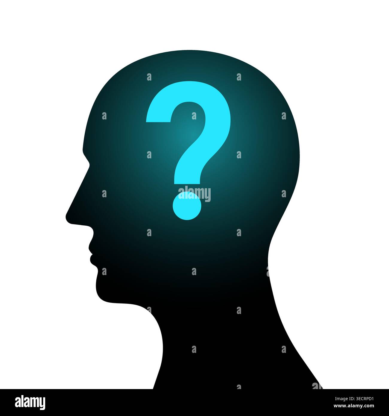 Human Head with Question Mark. Vector Illustration. Stock Vector