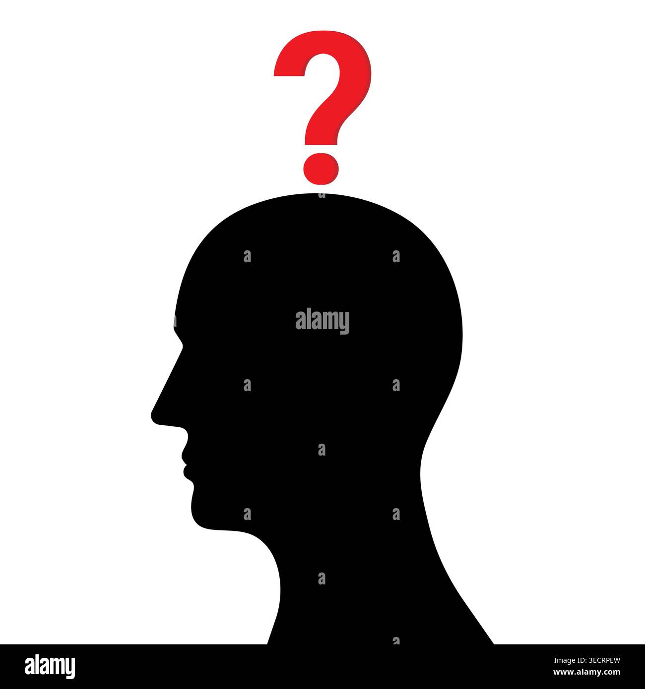 Human Head with Question Mark. Vector Illustration. Stock Vector