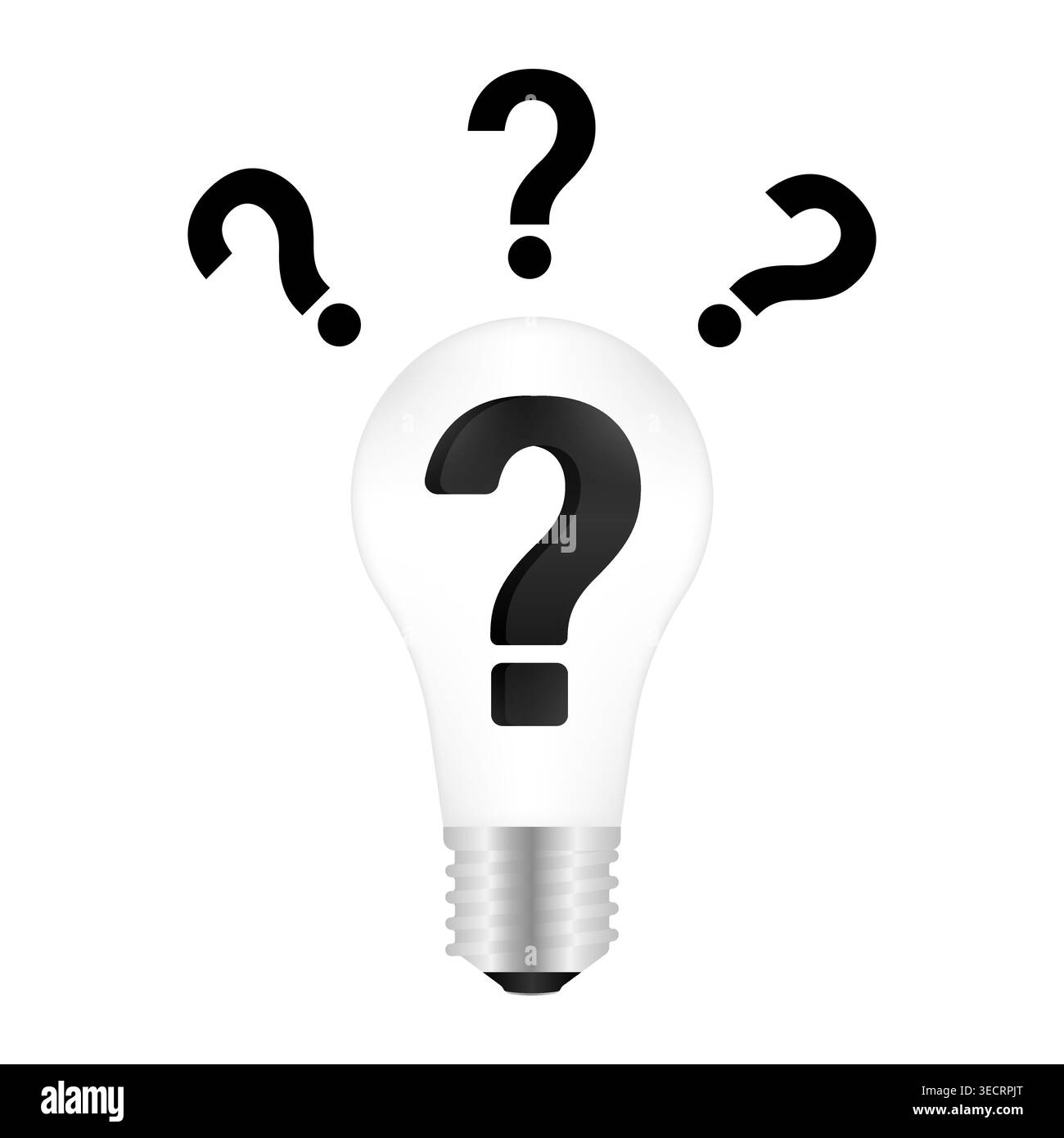 Question Mark in Lightbulb. Question and Answer, Brainstorm or Business Solution Concept. Vector Illustration. Stock Vector