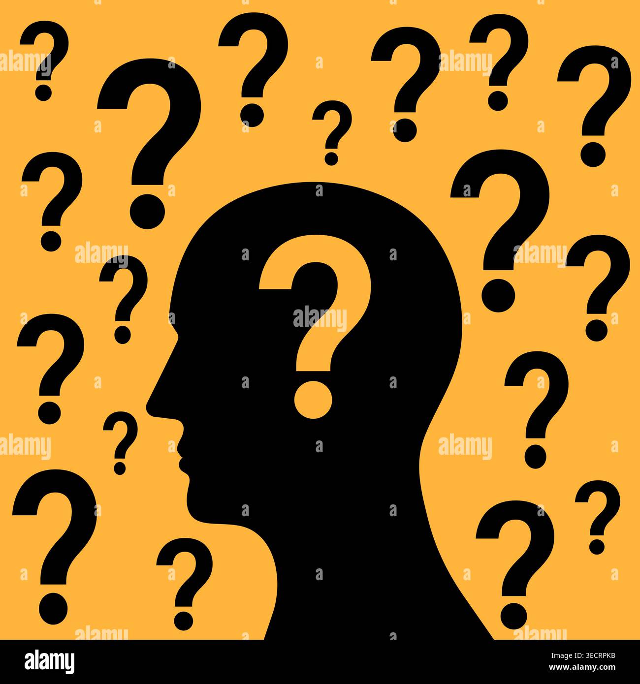 Human Head with Question Mark. Vector Illustration. Stock Vector