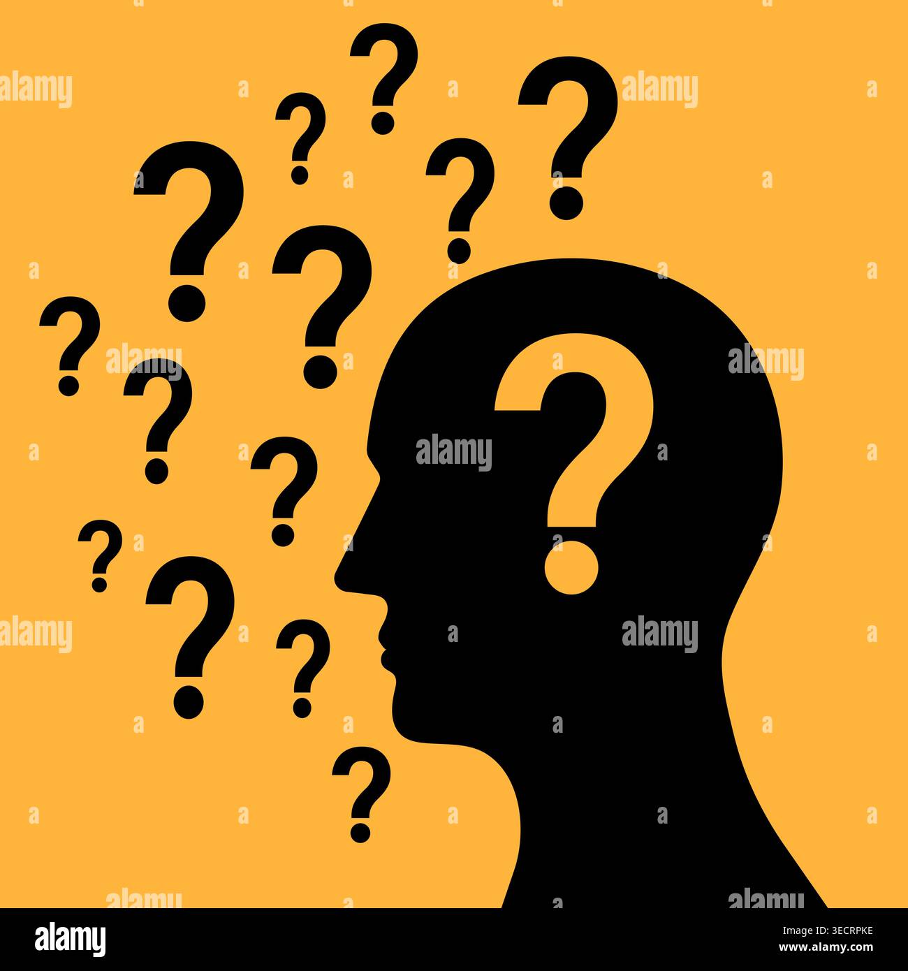 Human Head with Question Mark. Vector Illustration. Stock Vector