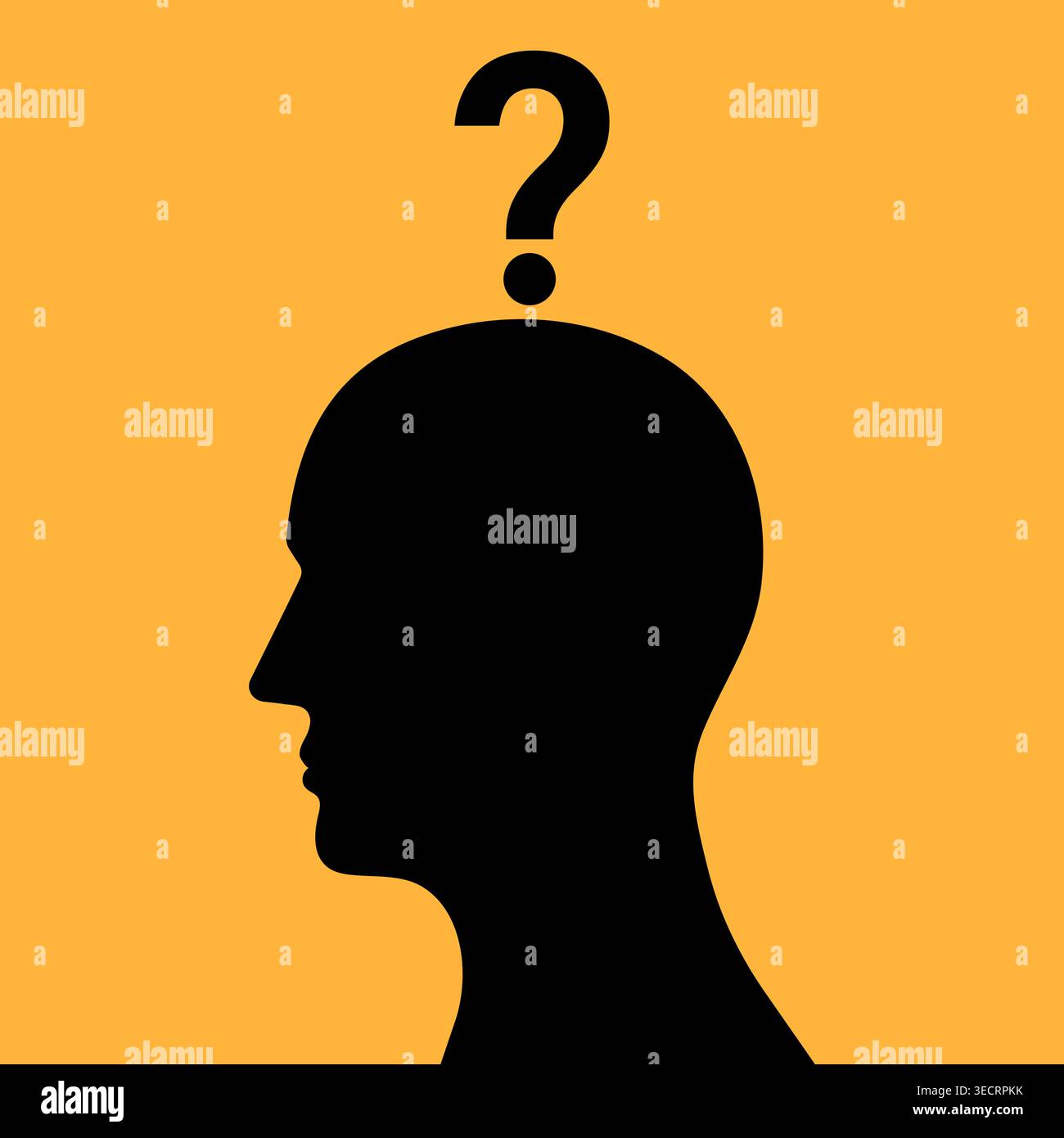 Human Head with Question Mark. Vector Illustration. Stock Vector
