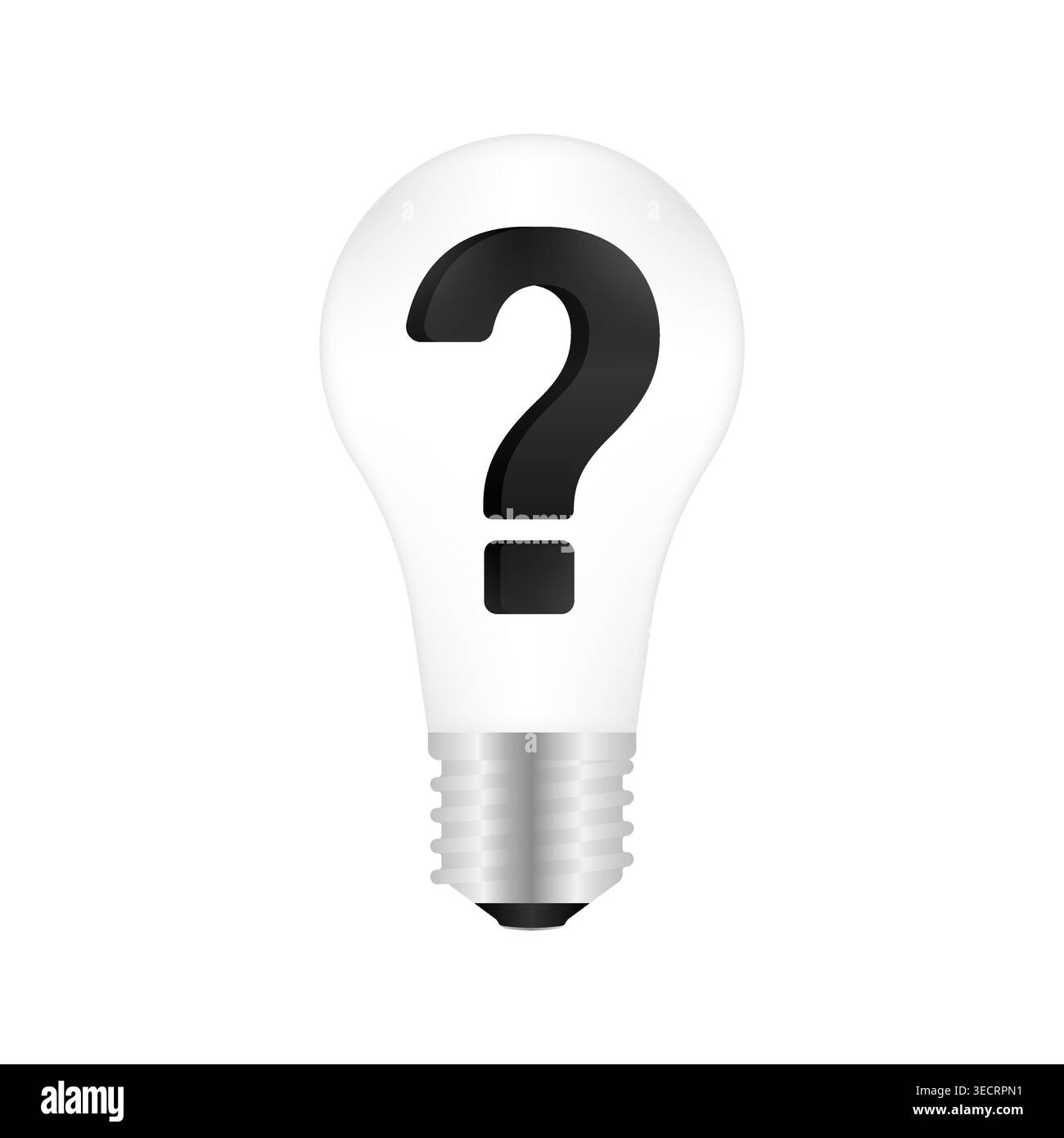 Question Mark in Lightbulb. Question and Answer, Brainstorm or Business Solution Concept. Vector Illustration. Stock Vector