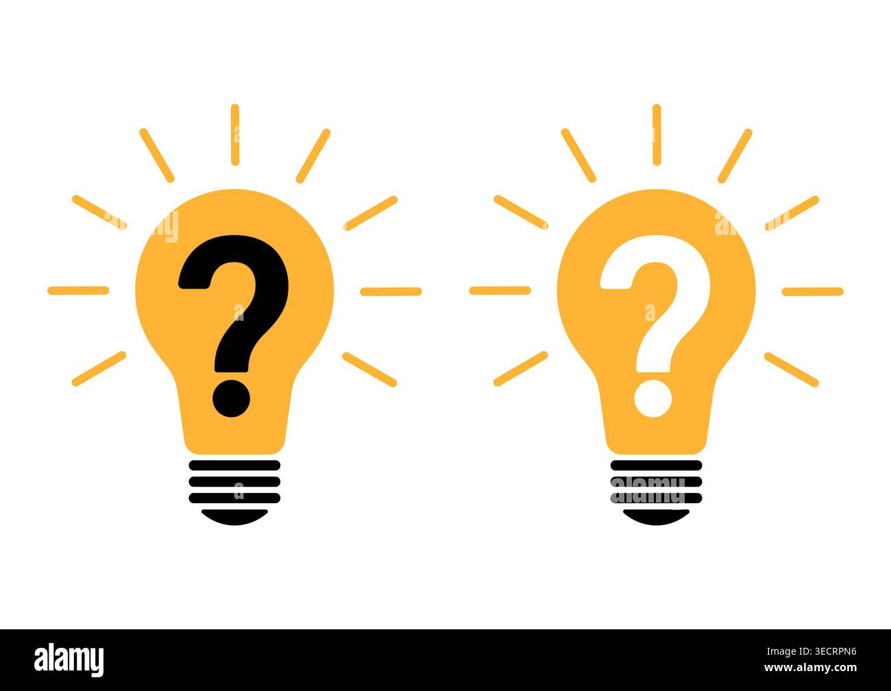 Question Mark in Lightbulb. Question and Answer, Brainstorm or Business Solution Concept. Vector Illustration. Stock Vector