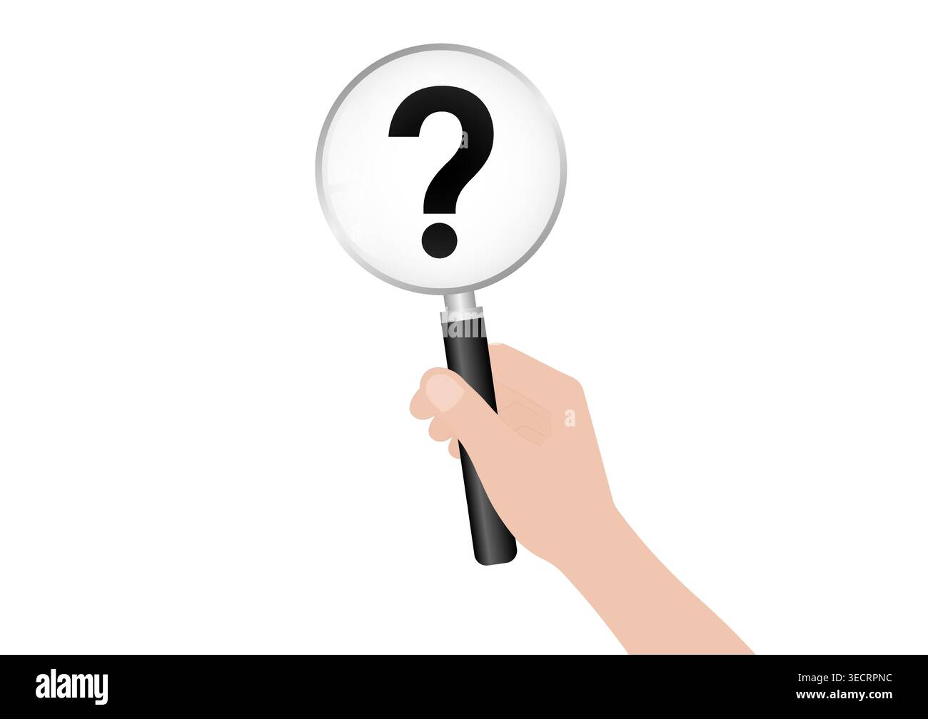 Question Mark with Magnifying Glass. Business Solution Concept. Vector Illustration. Stock Vector