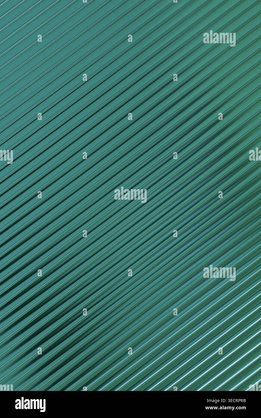 Diagonal turquoise lines create rhythmic pattern, glossy texture with subtle highlights, smooth depth. Geometric abstract minimal background. Evokes s Stock Photo
