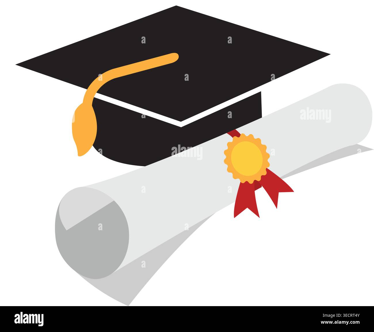 graduation hat and certificate icon flat design vector illustration Stock Vector