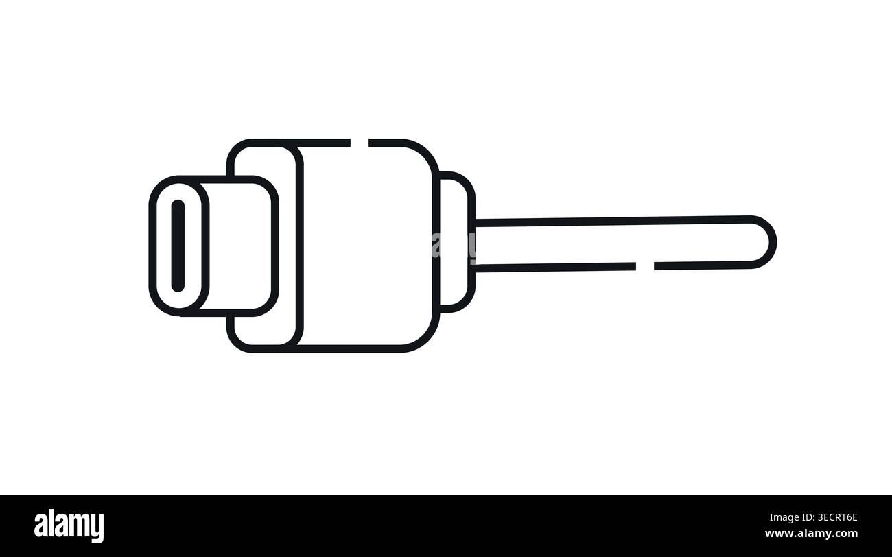 USB-C cable connector icon: universal type-C plug for fast charging and data transfer Stock Vector