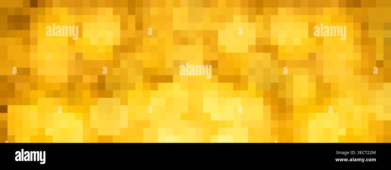 Abstract gold pixel background creating a digital glow and bokeh pattern Stock Photo