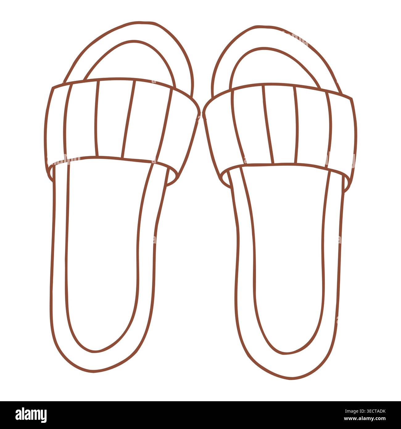 Striped summer pool slides vector line art illustration Stock Vector