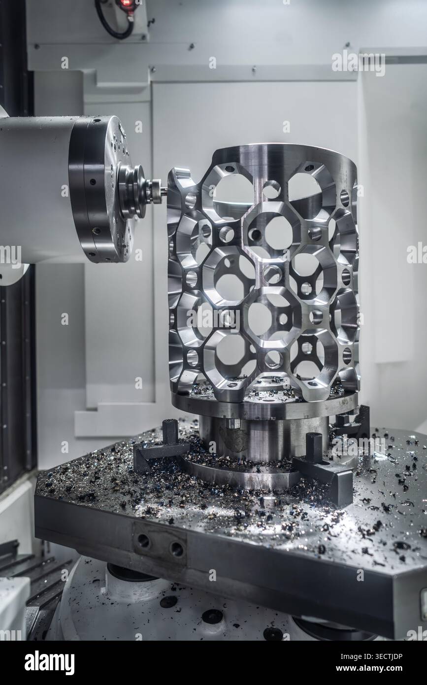 CNC milling machine processing an aluminum aerospace part.Precision CNC ...