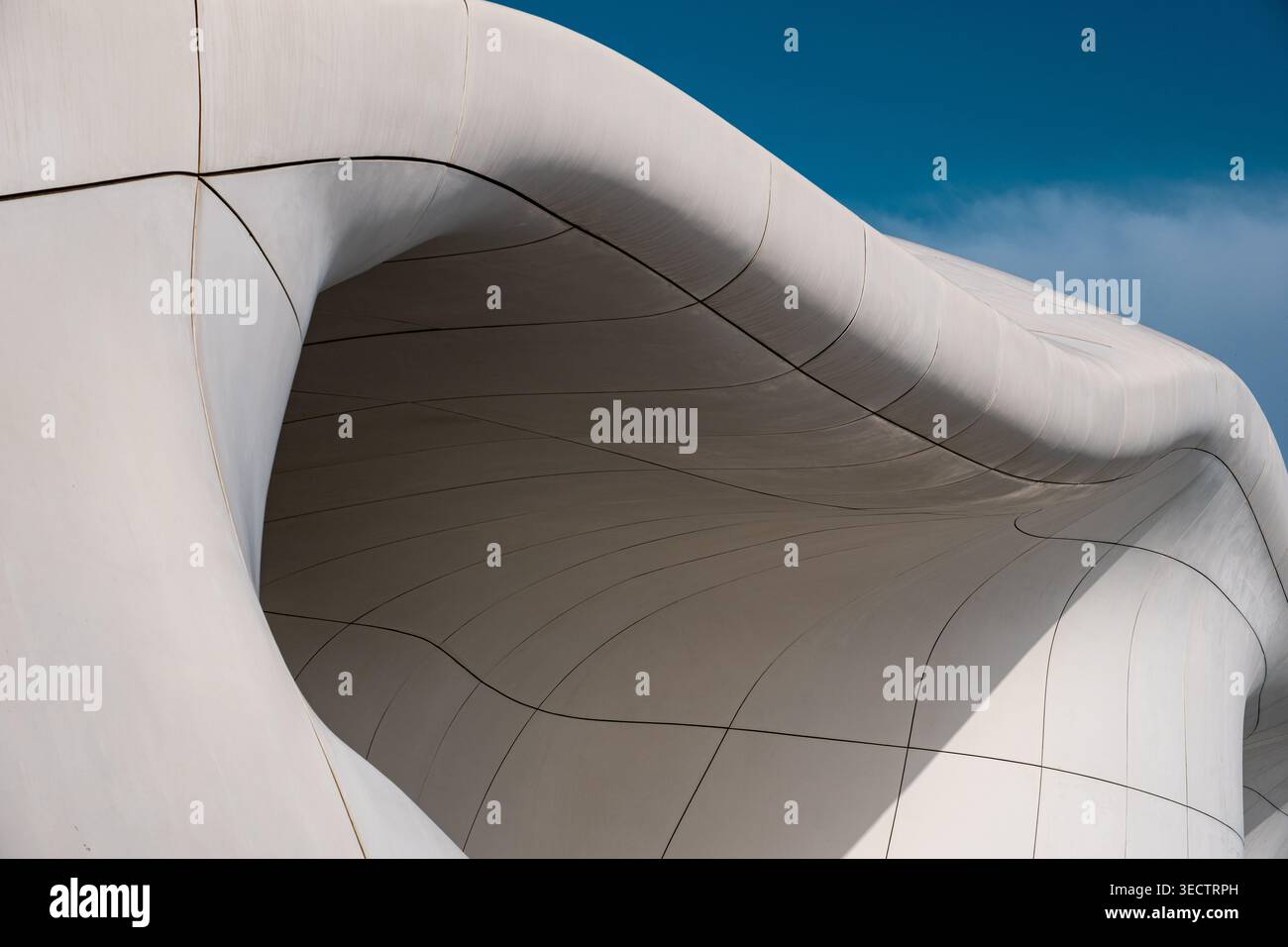 Abstract white curved architecture with geometric patterns and minimal design Stock Photo