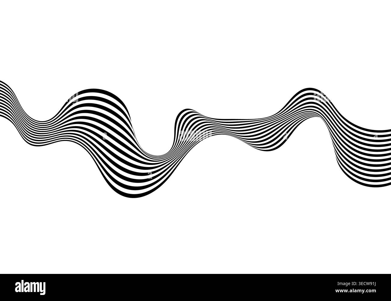 Modern artistic background with deformed linear structures in black and white color scheme. Stock Photo