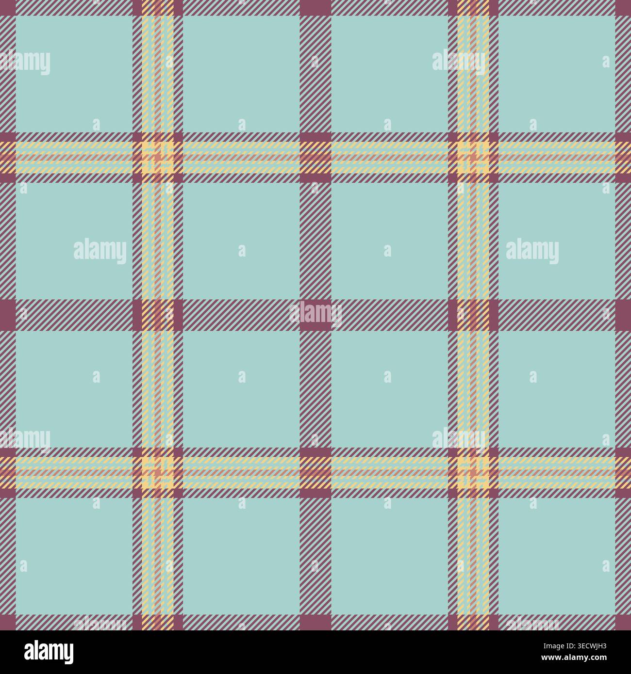 Multicolored texture check pattern, ragged textile seamless plaid. Graph fabric vector background tartan in light and pink colors palette. Stock Vector