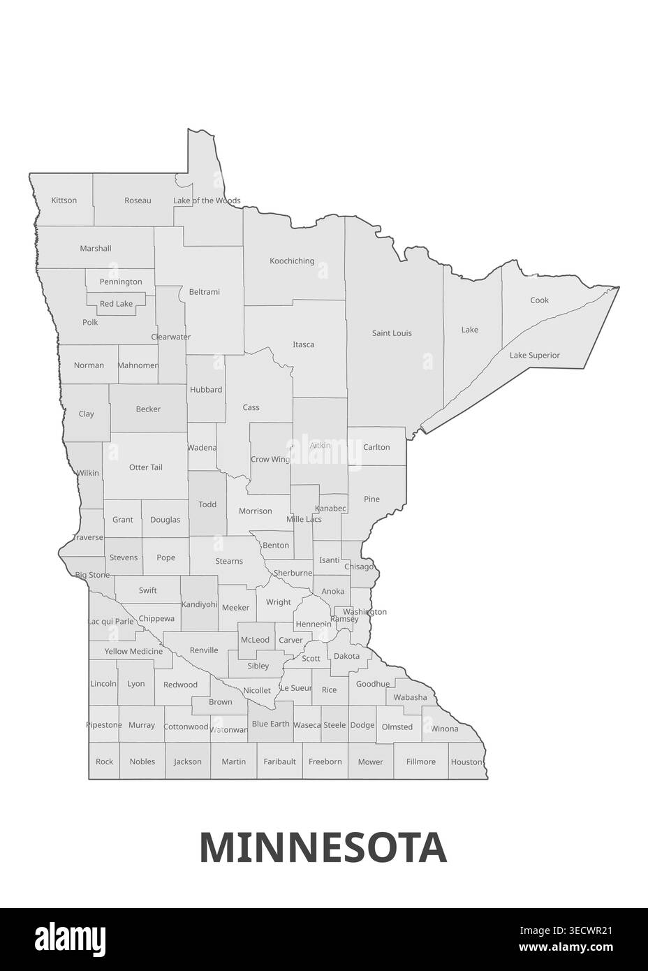 Minnesota Border Map Detailed political map of the State of Minnesota, USA, displaying all ...
