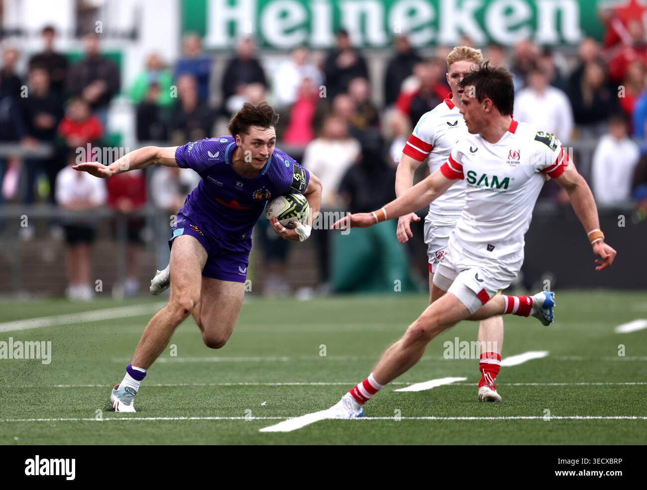 Exeter Chiefs' Campbell Ridl (left) during the EPCR Challenge Cup semi ...