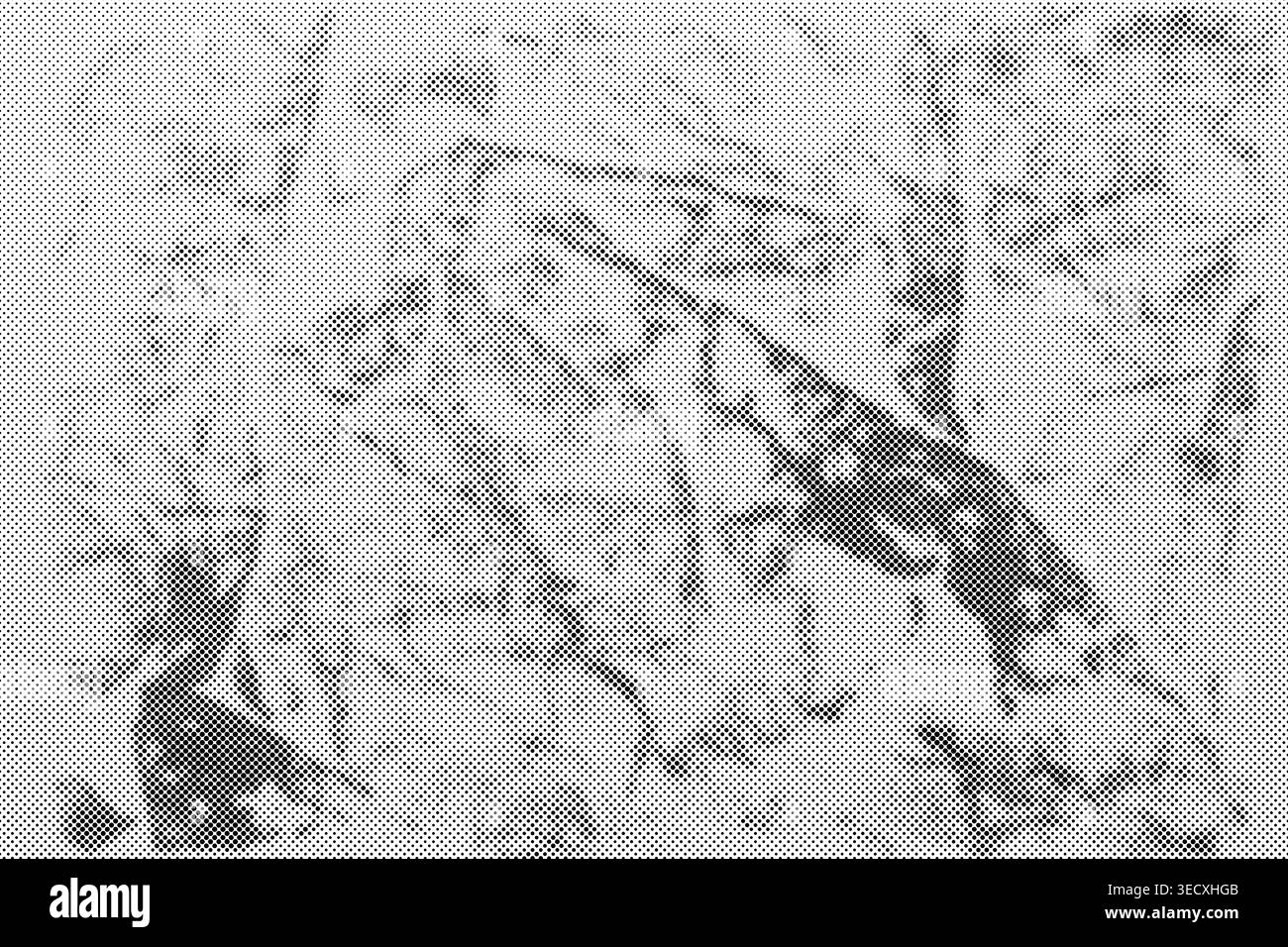 Grainy black and white texture showing distressed halftone pattern Stock Photo