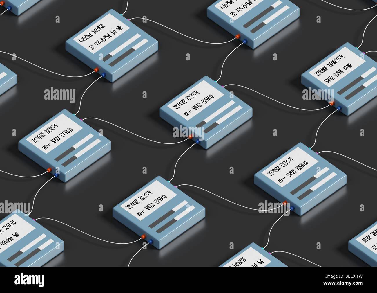 Seamless pattern of interconnected nodes. 3D illustration. Stock Photo