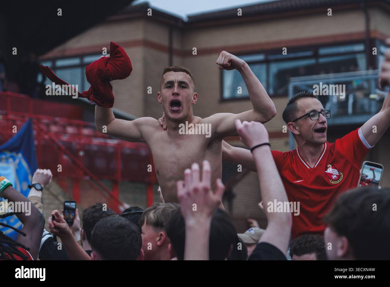 Manchester, UK, 2nd May 2026: Droylsden players and fans celebrate on ...