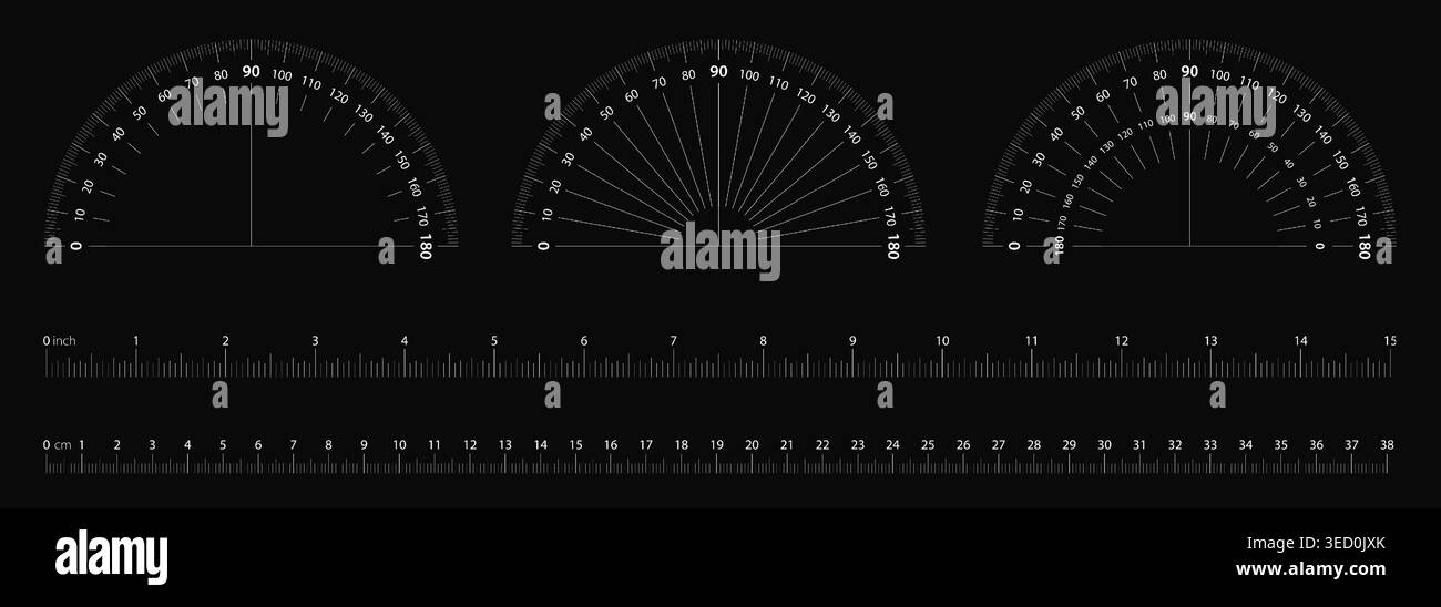 Meter Line For Math Angle protractor and meter ruler vector. Round 180 degree measure scale ...
