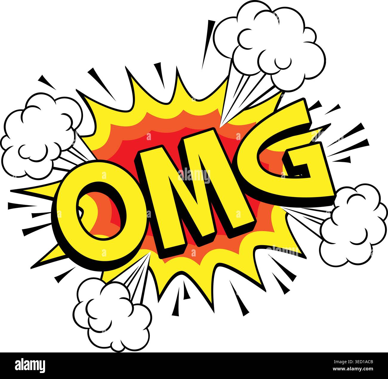 OMG Comic Book Pop Art Explosion Burst Graphic Stock Vector
