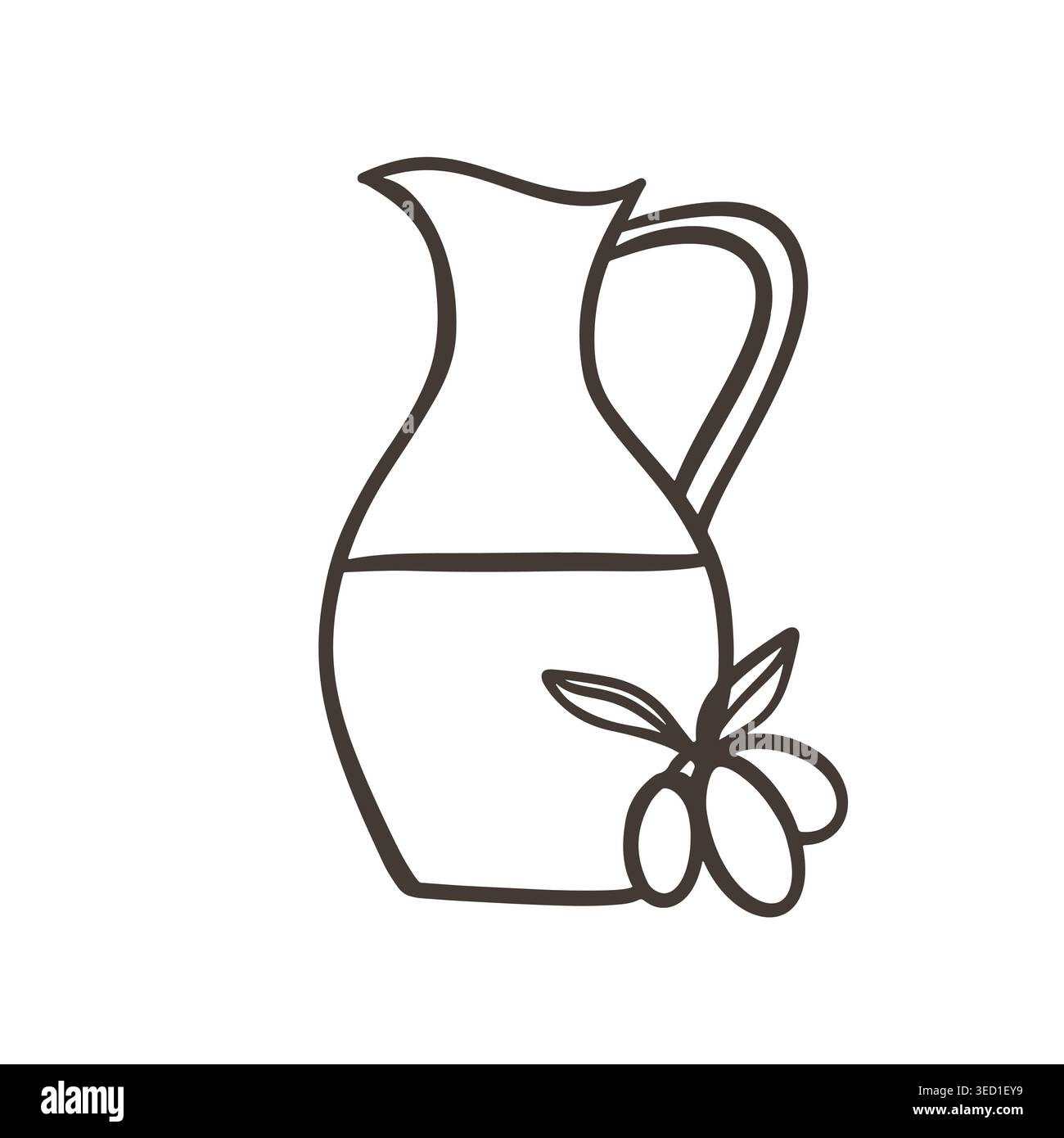 Olive oil bottle logo doodle vector illustration  Stock Vector