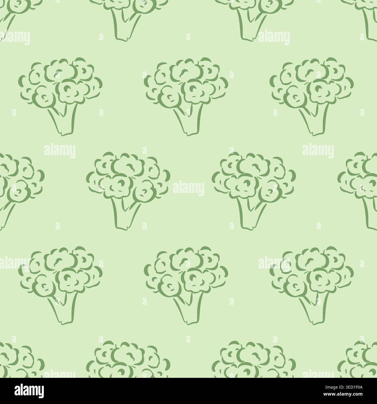 Seamless broccoli pattern on green background Stock Vector