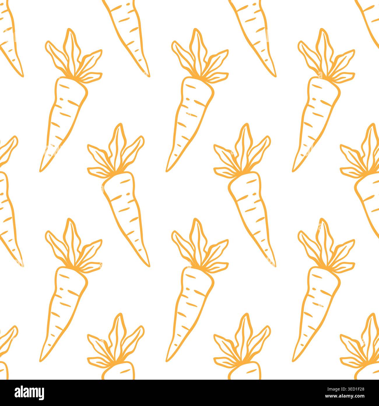 Seamless carrot vector pattern line art background Stock Vector