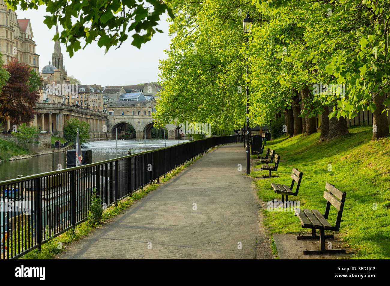 Spring afternoon on the riverside in Bath, Somerset, England. Stock Photo