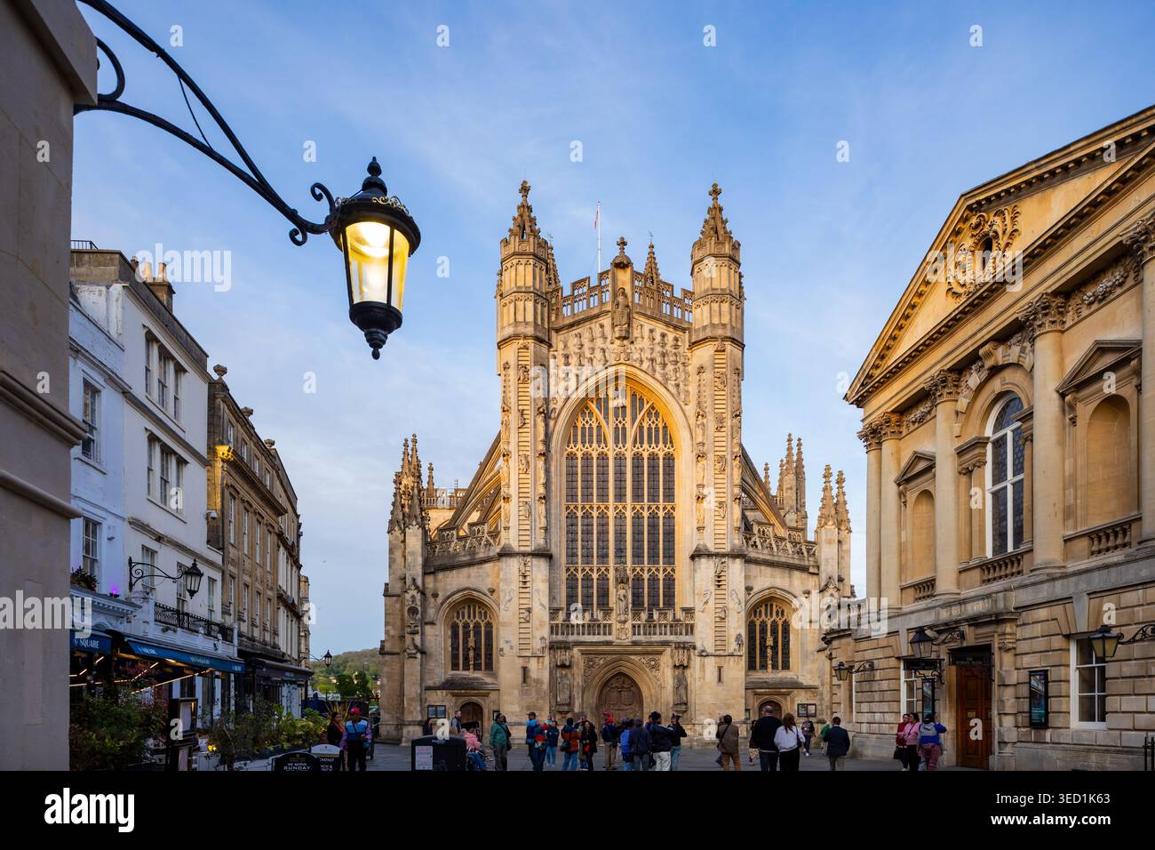 Sunset at Bath Abbey, Bath, Somerset, England. Stock Photo