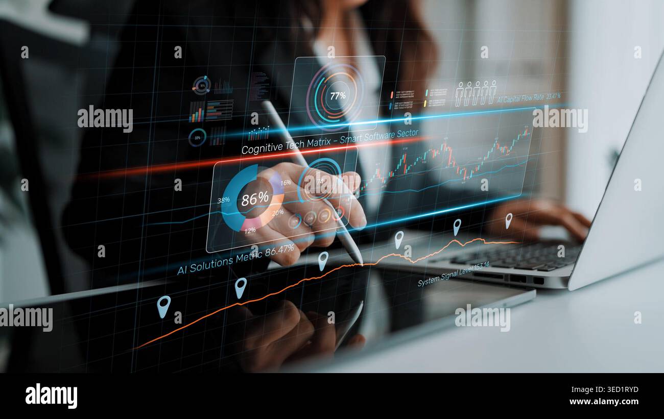 High-tech data visualization dashboard for analytics and performance ...