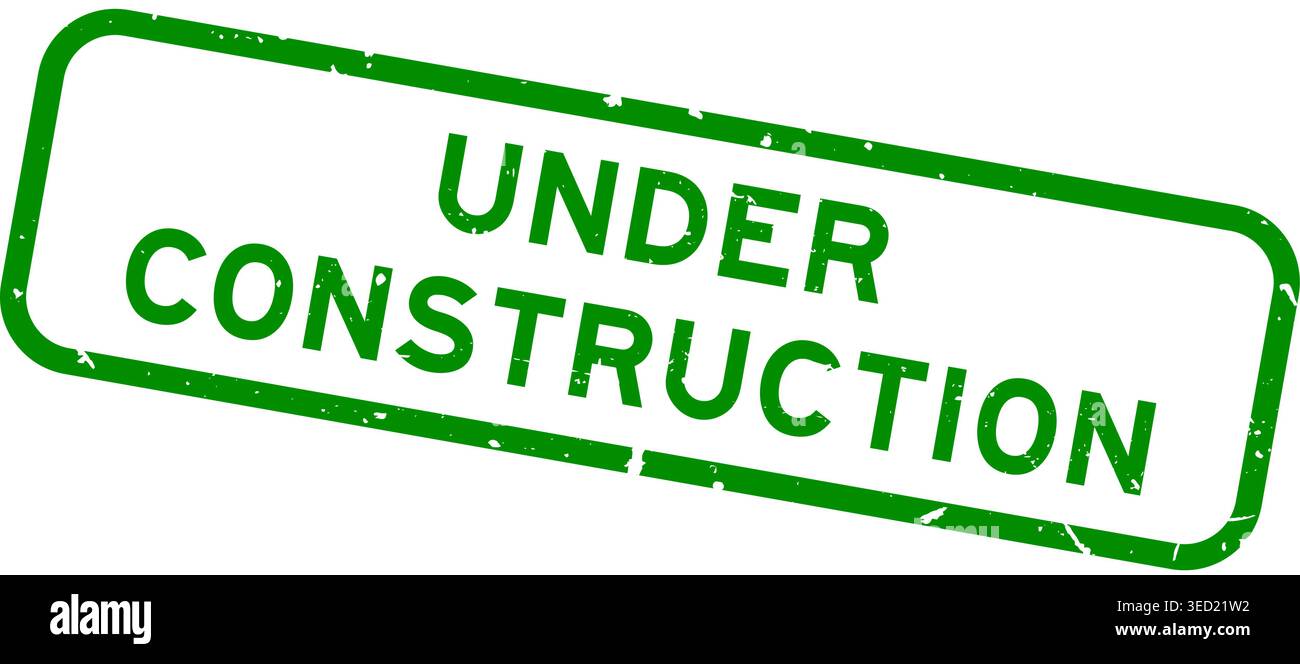 Grunge green under construction word square rubber seal stamp on white background Stock Vector