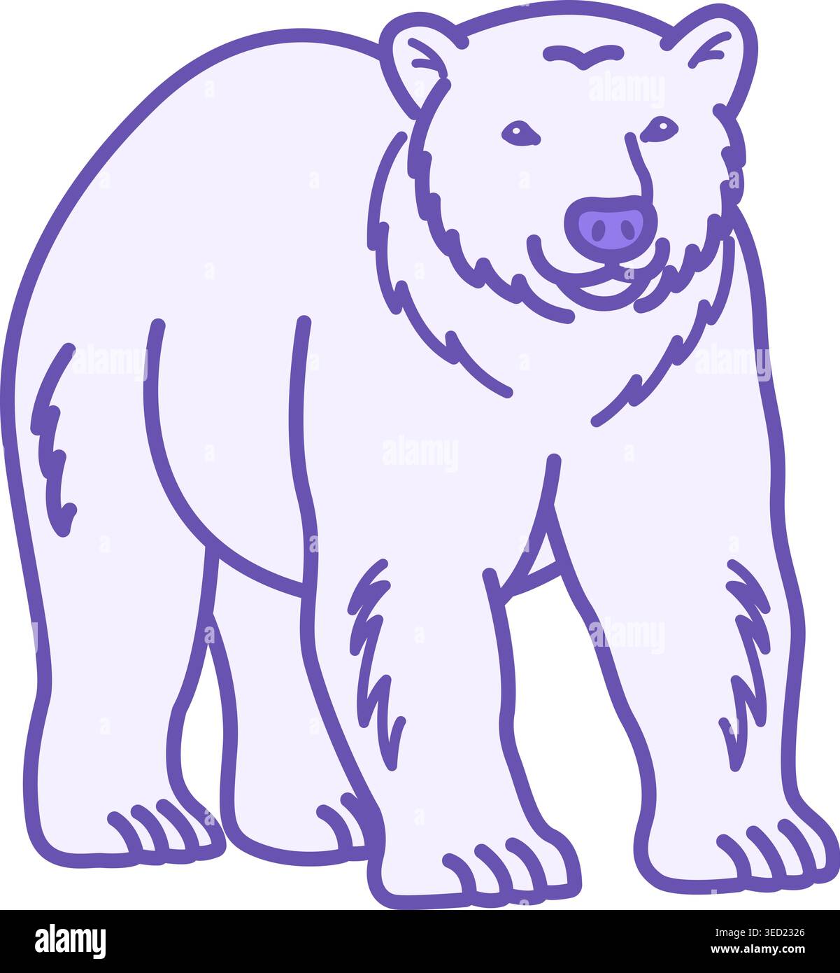 Bear Color Icon. Vector Illustration. Predator, Mammal. Big Bear with Fur and Small Ears. Animals Concept Stock Vector