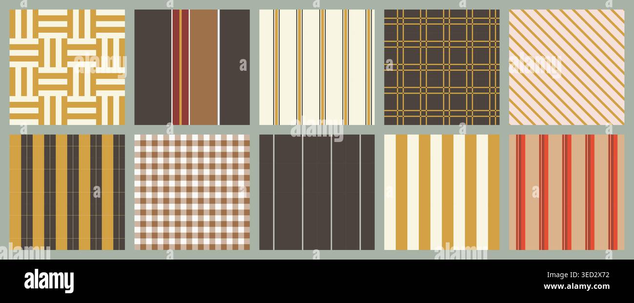 Minimalist Striped and Checkered Patterns Set Stock Vector