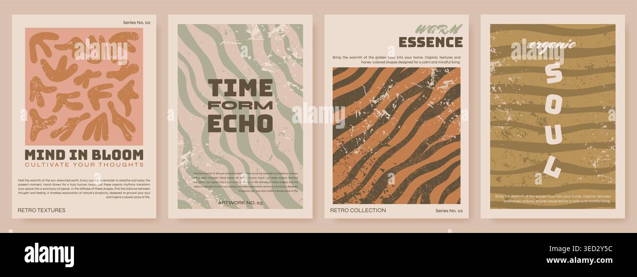 Abstract Poster Collection with Organic Shapes  Stock Vector