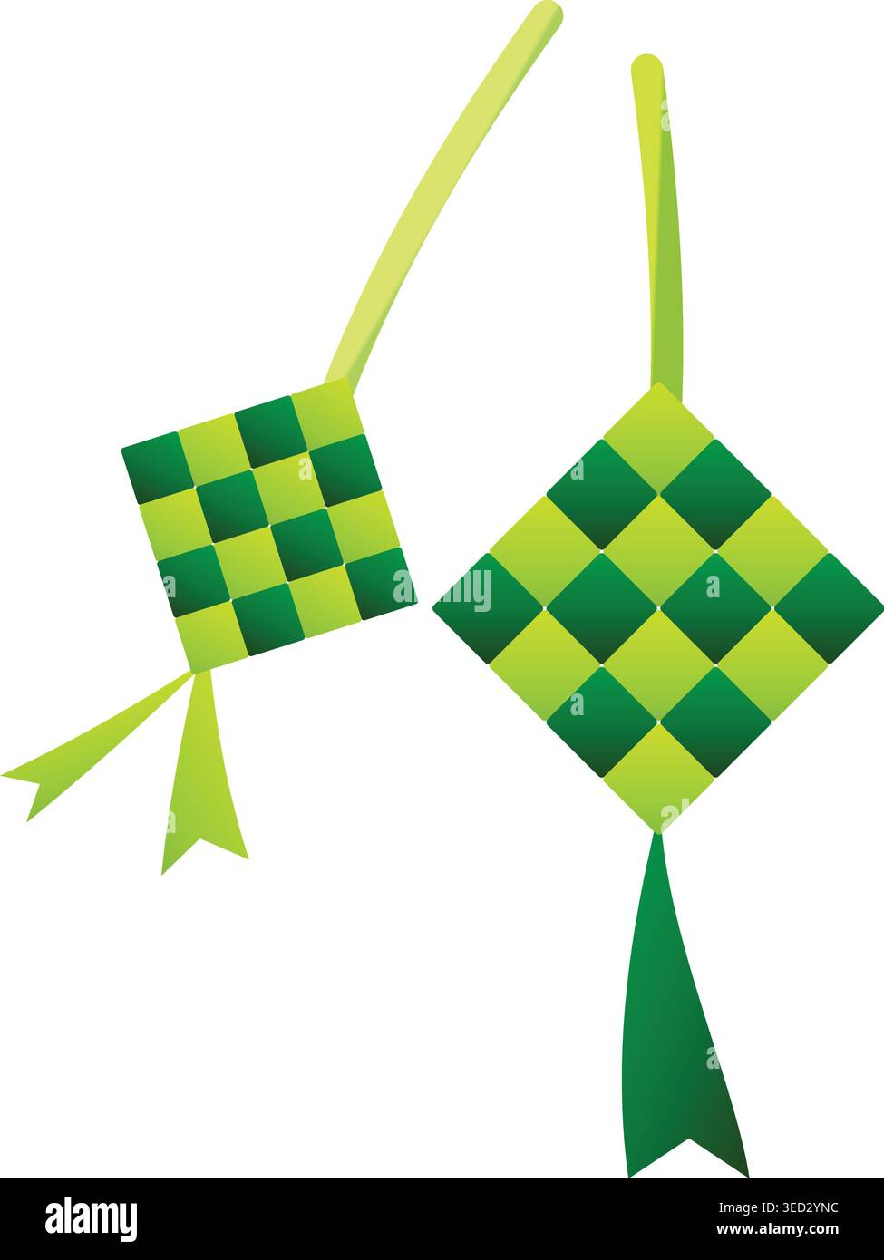 Traditional green Ketupat rice cake illustration for Eid Mubarak ...
