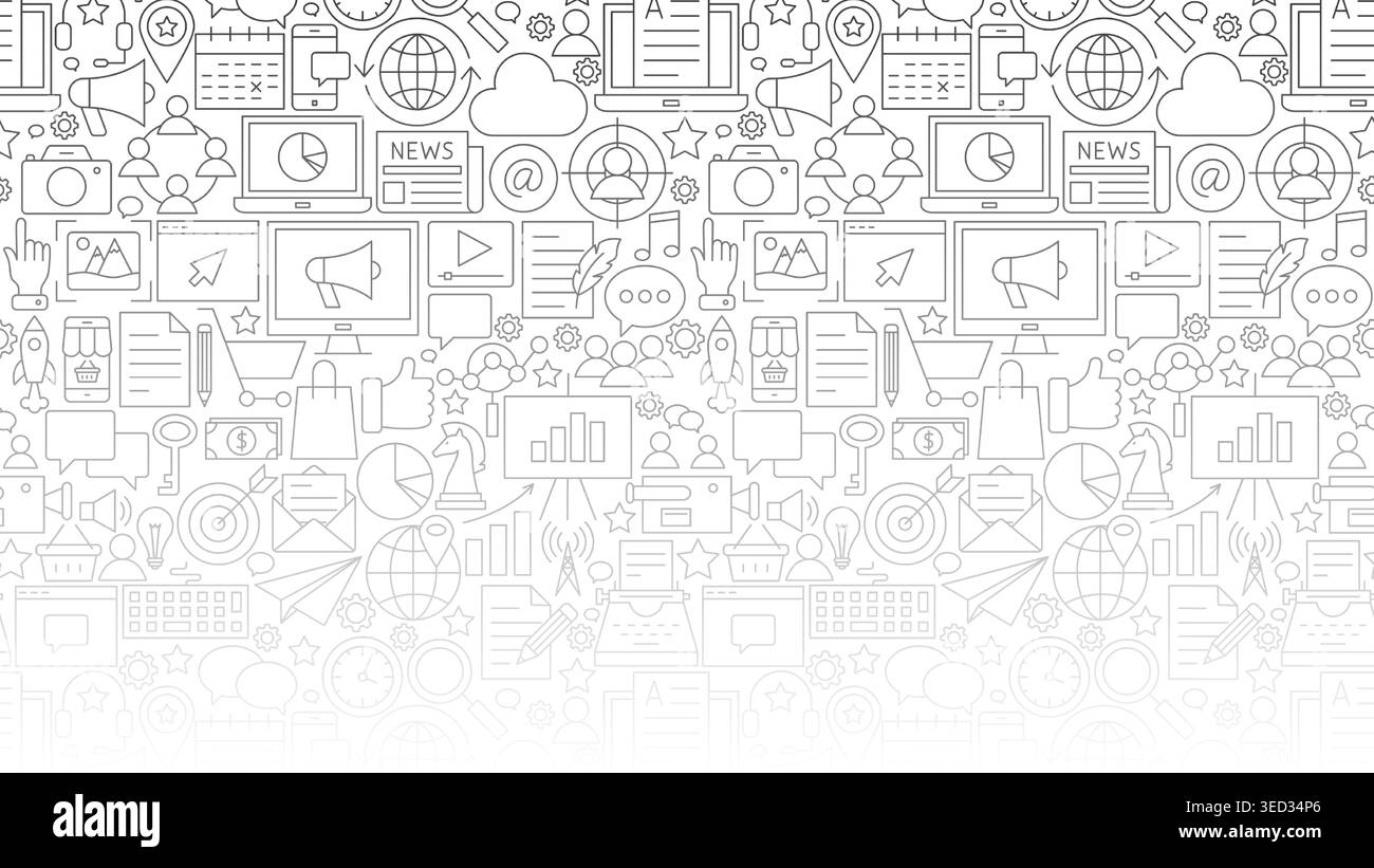 DIgital Marketing Line Art BG Stock Vector