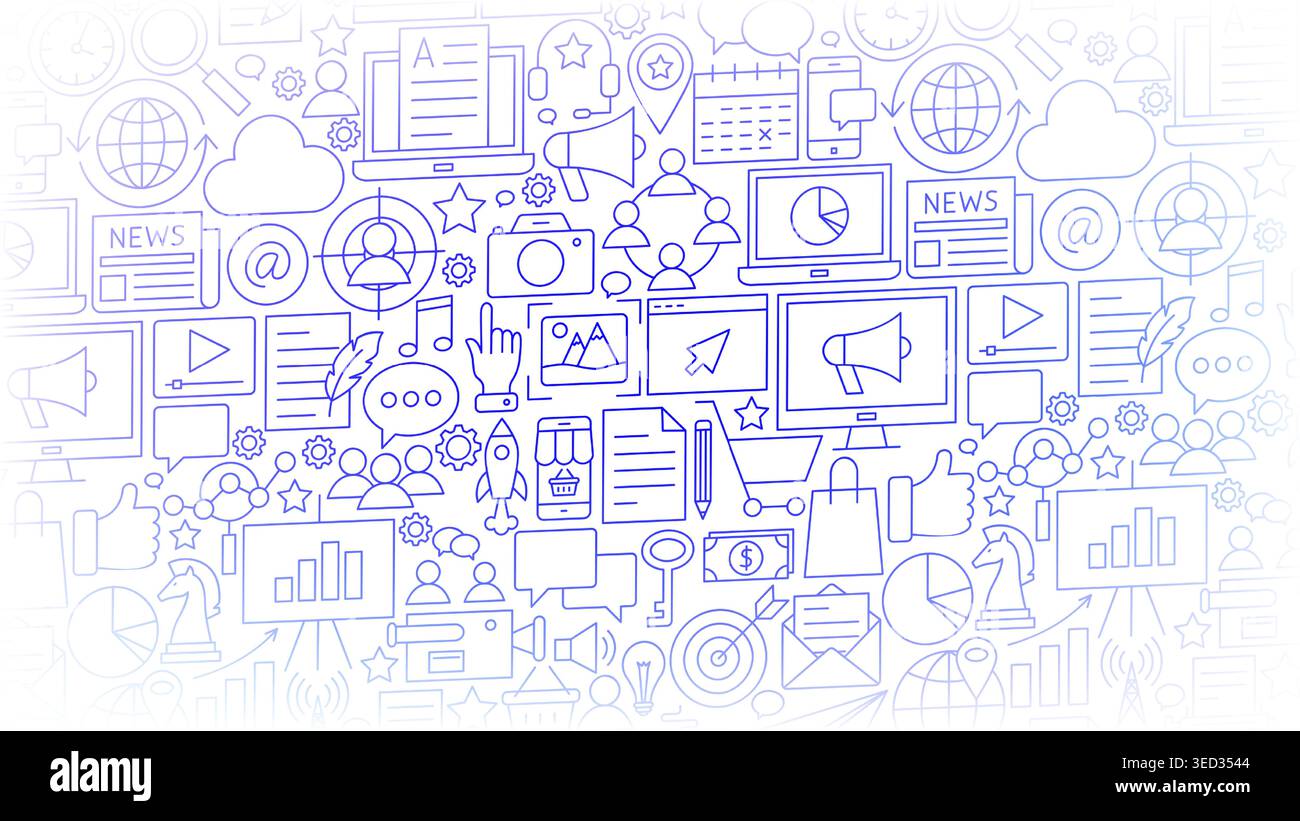 Line Social Media Communication Banner Stock Vector